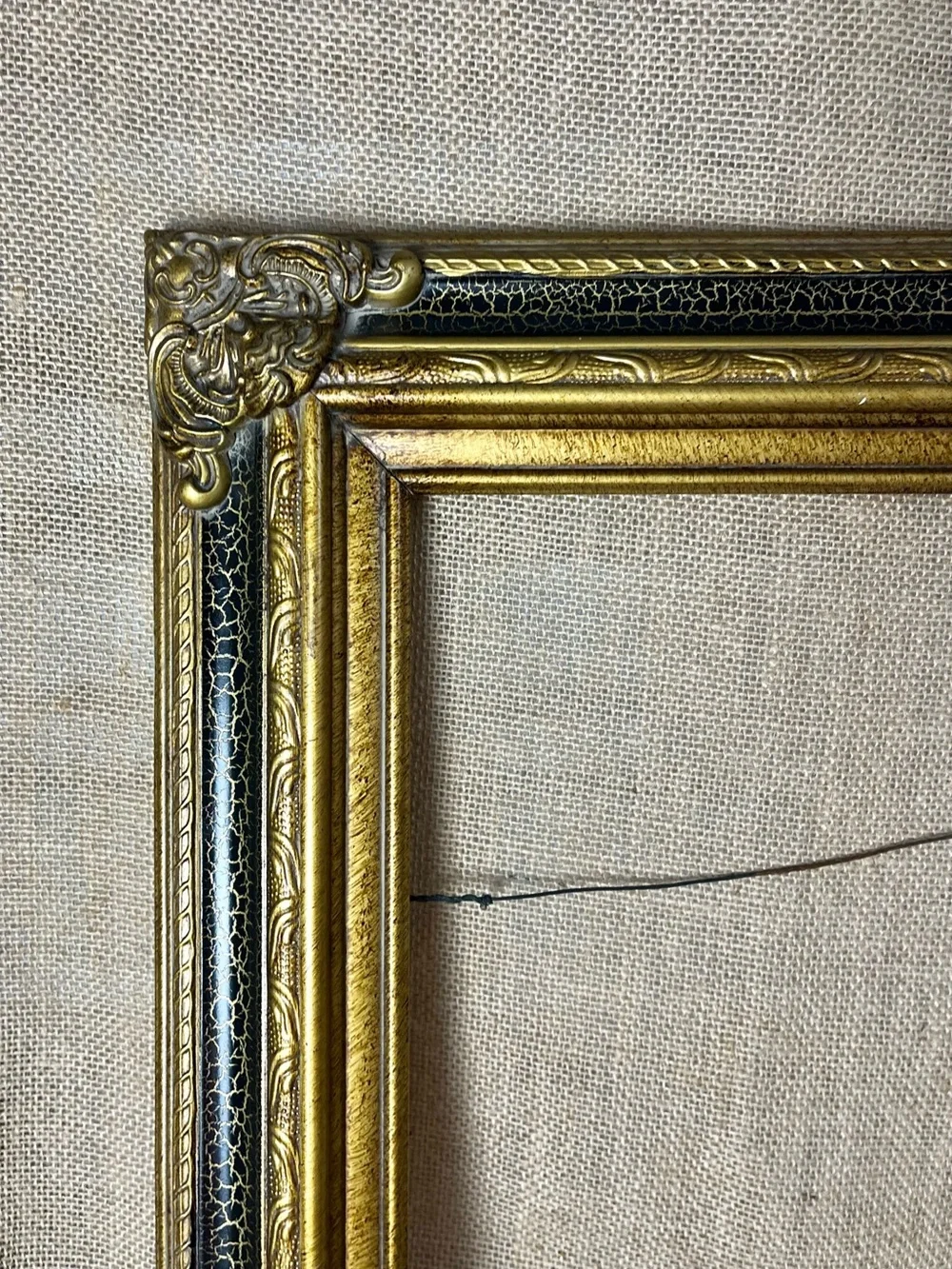 Antique Victorian Carved Wood Picture Frame Bronze Gold 29.5”x25.5” Ornate c1900